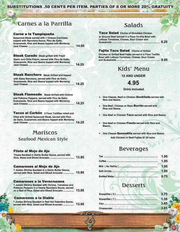 TEJAS Mexican Grill - Bells, TX menu_pic