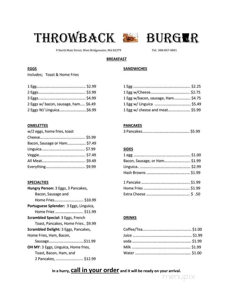 Throwback Cafe & Grill - West Bridgewater, MA