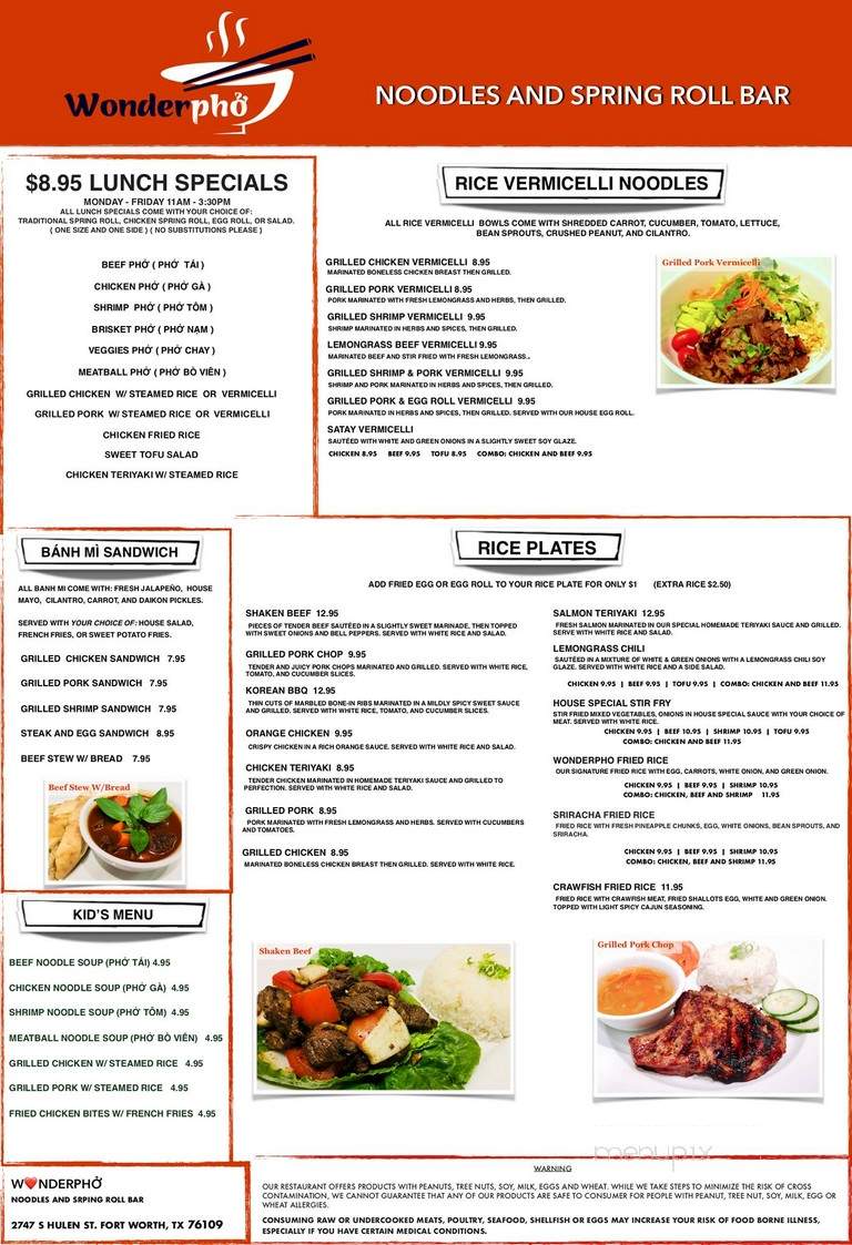 Wonderpho Noodles and Spring Roll Bar - Fort Worth, TX menu_pic