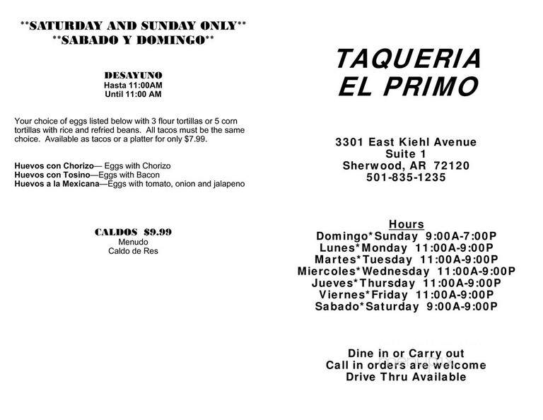 Taqueria El Primo - Sherwood, AR