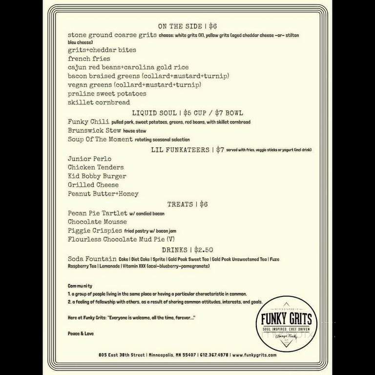 Funky Grits - Minneapolis, MN menu_pic
