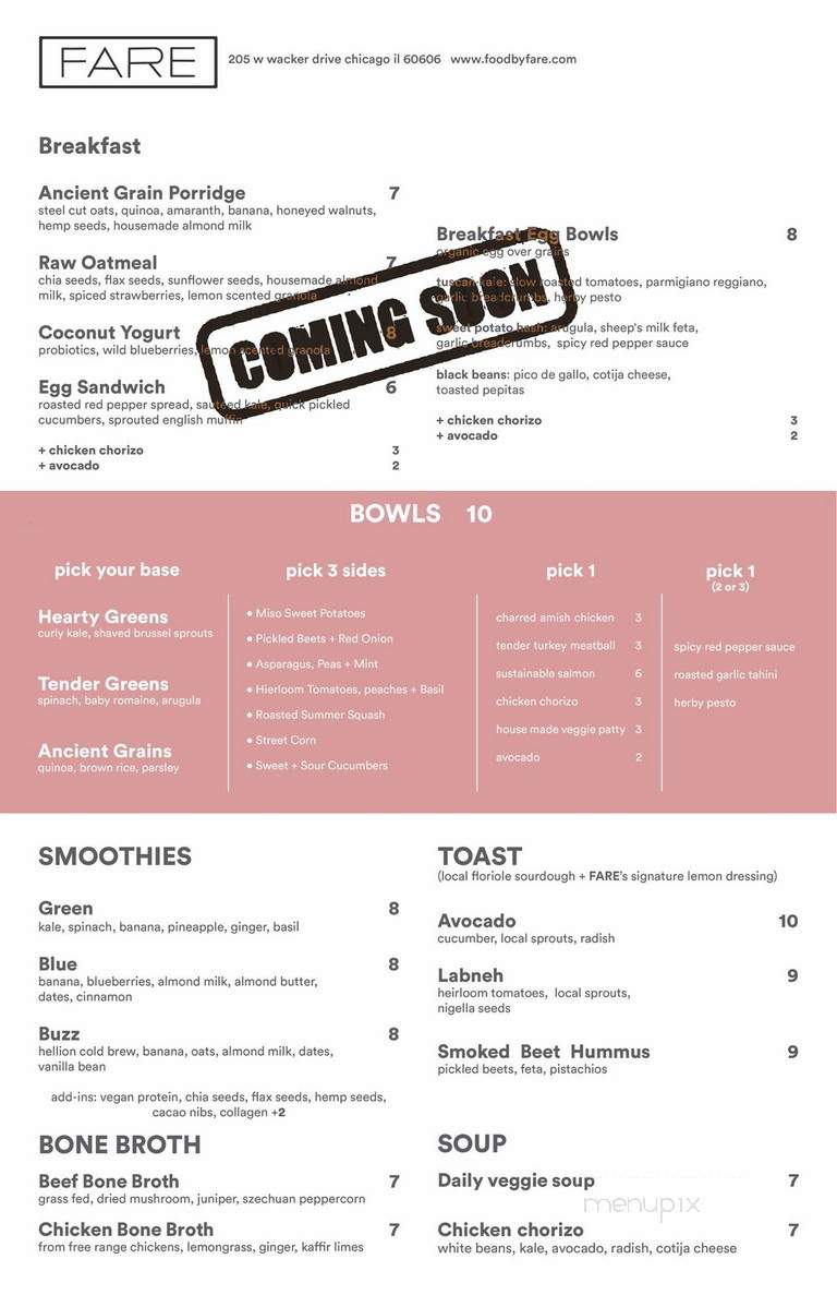 FARE - Chicago, IL menu_pic