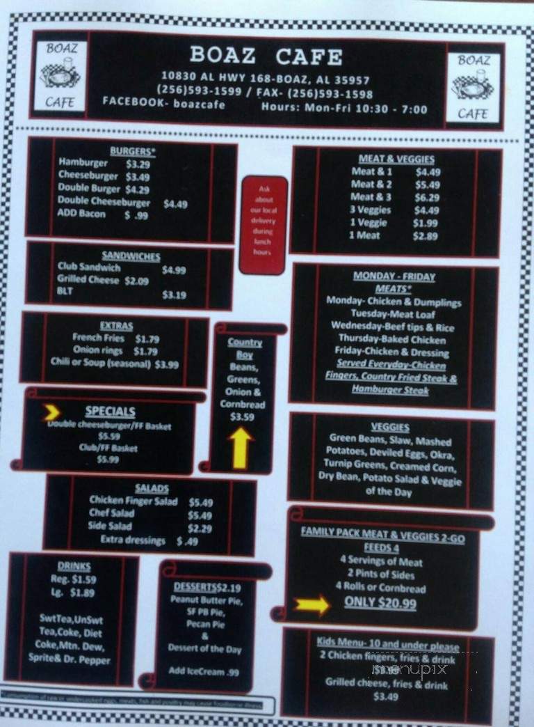Boaz Cafe - Boaz, AL menu_pic