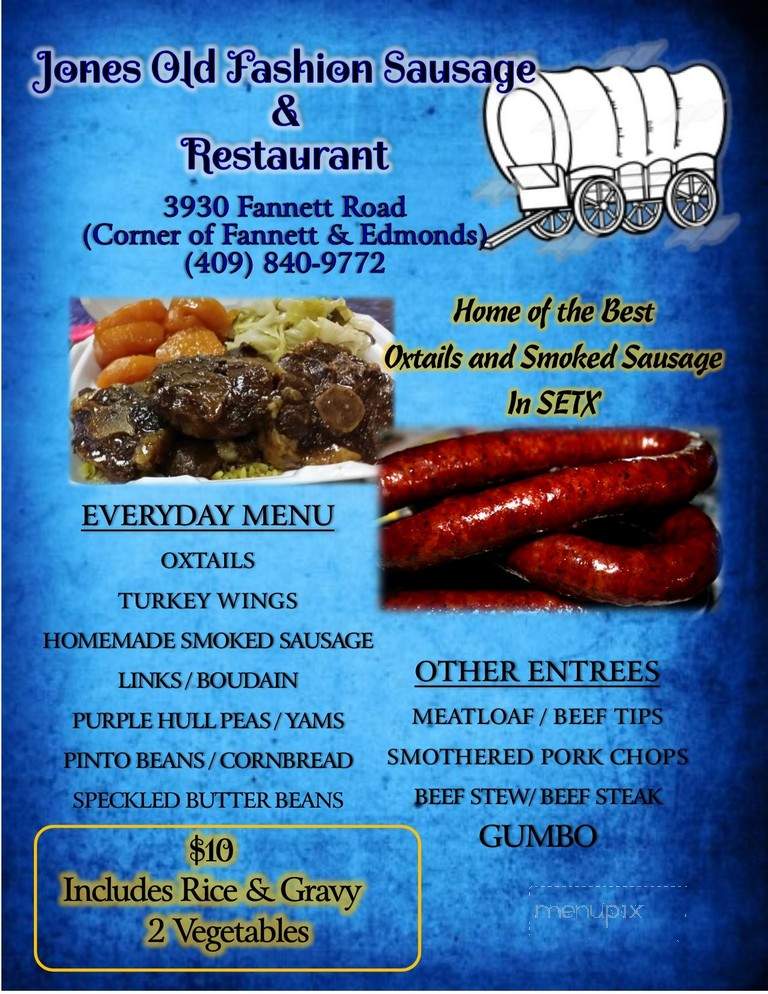 Jones Old Fashion Sausage and Restaurant - Beaumont, TX menu_pic