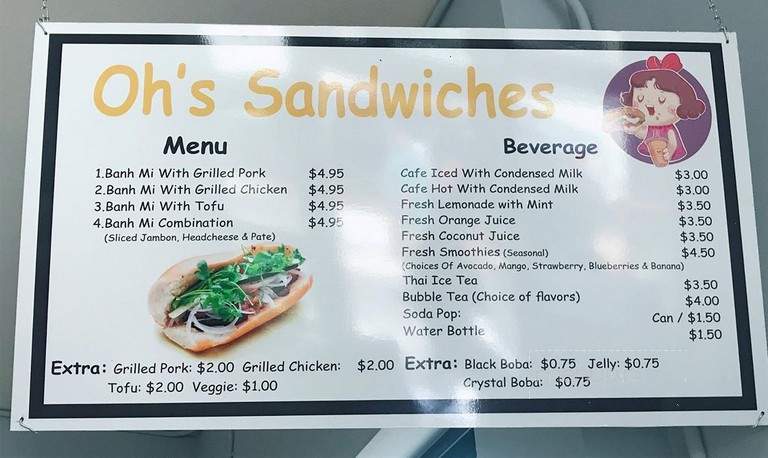 Oh's Sandwiches - Seattle, WA menu_pic