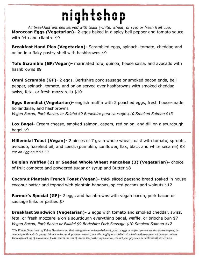 Nightshop - Bloomington, IL menu_pic