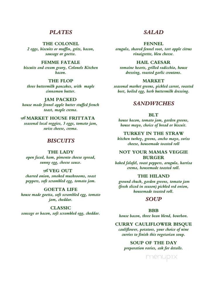 Colonel's Kitchen - Fort Thomas, KY menu_pic