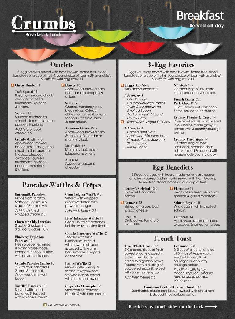 Crumbs Breakfast & Lunch - Danville, CA menu_pic