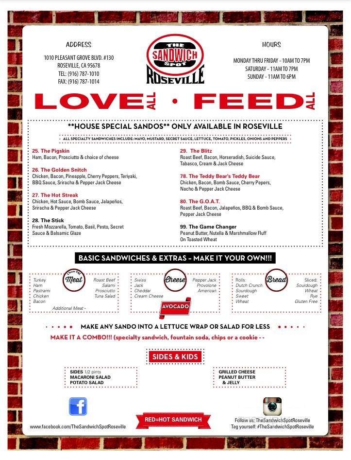 The Sandwich Spot - Rocklin, CA menu_pic