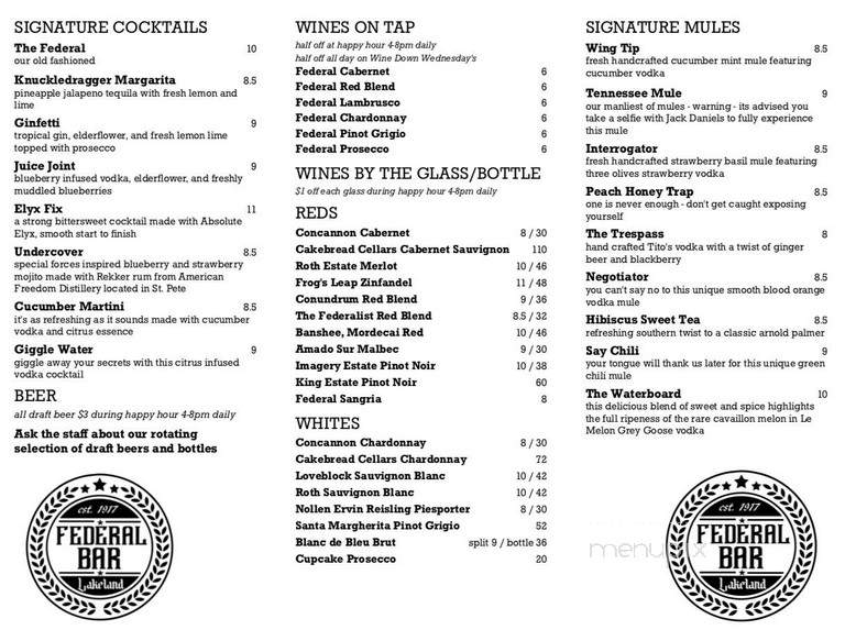 Federal Bar Lakeland - Lakeland, FL menu_pic