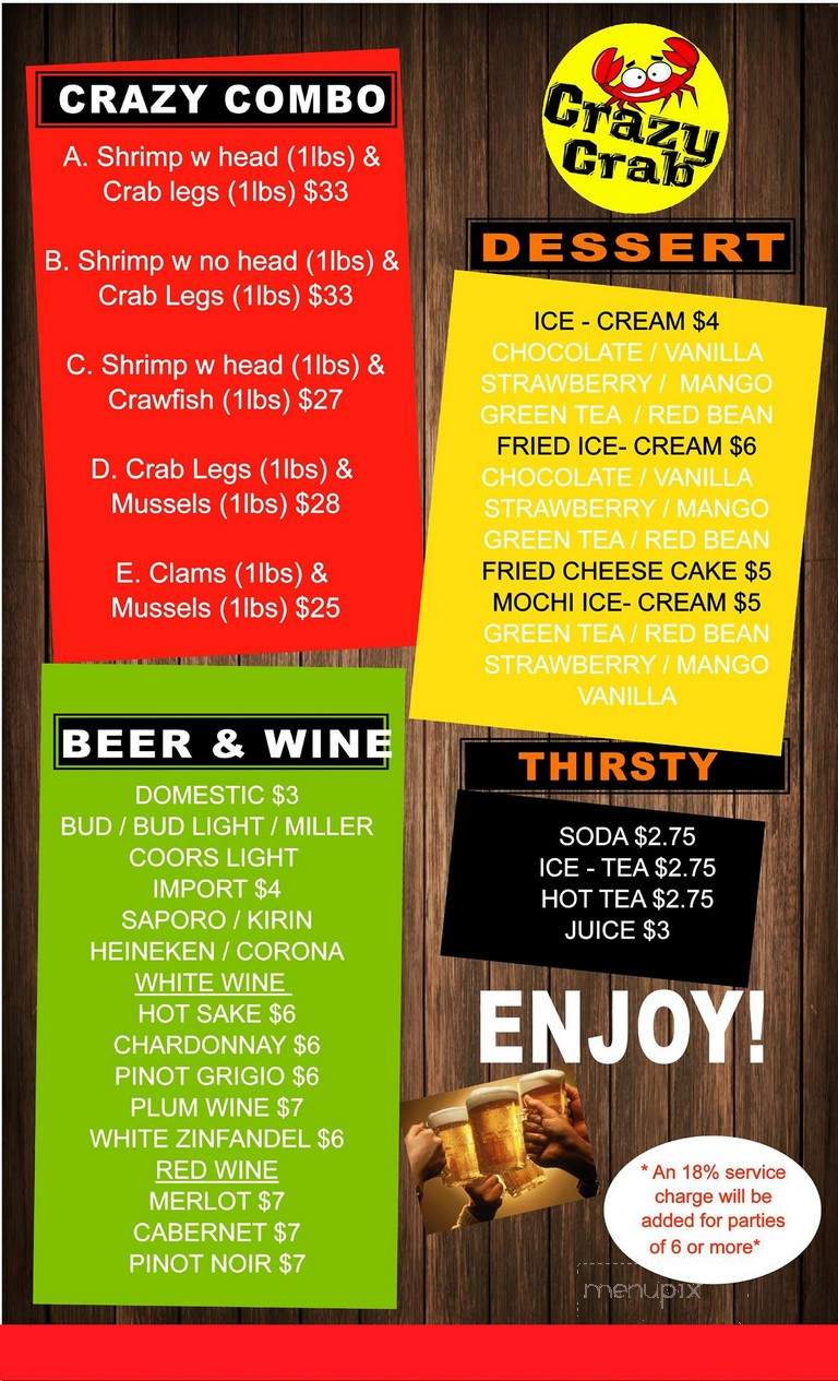 Crazy Crab - Virginia Beach, VA menu_pic