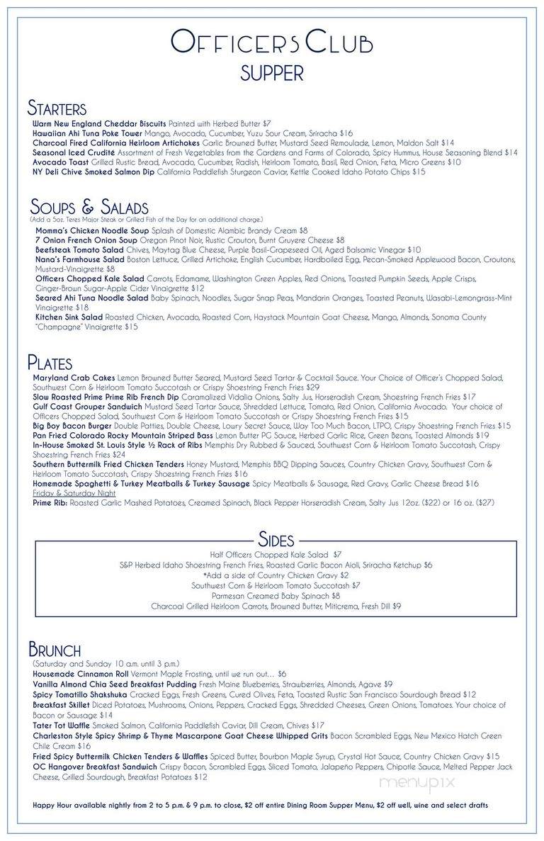 Officers Club - Denver, CO menu_pic