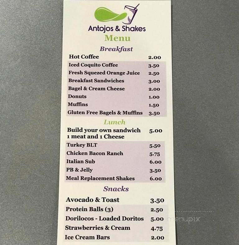 Antojos & Shakes - Chicago, IL menu_pic