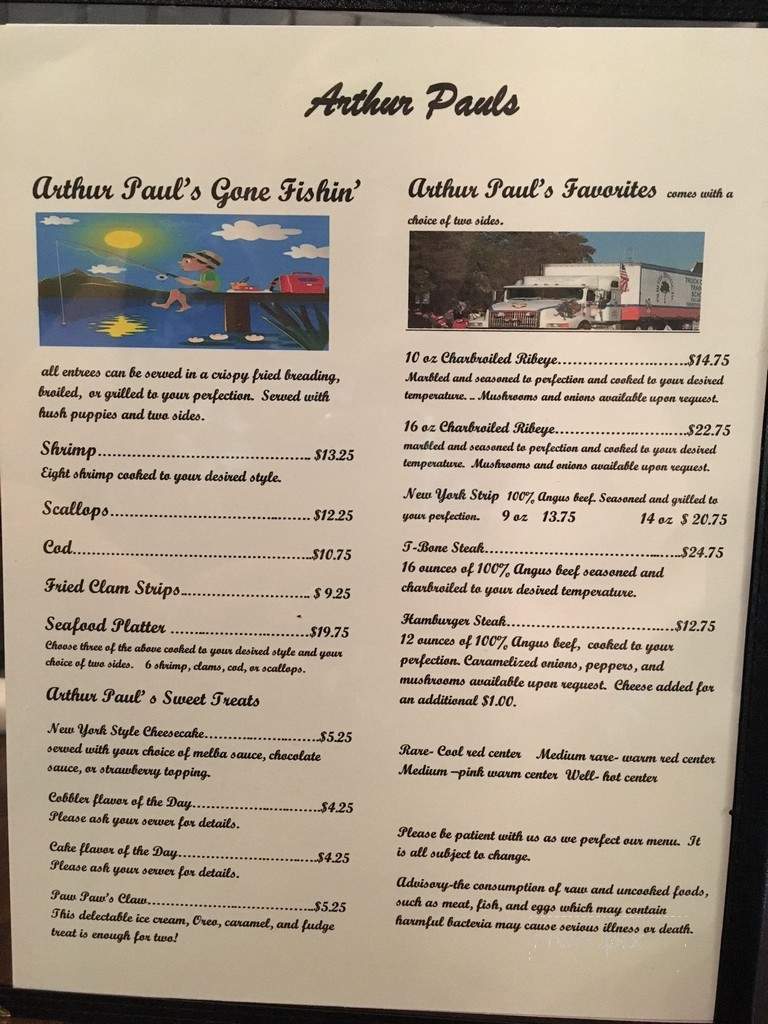 Arthur Paul's - Orangeburg, SC menu_pic