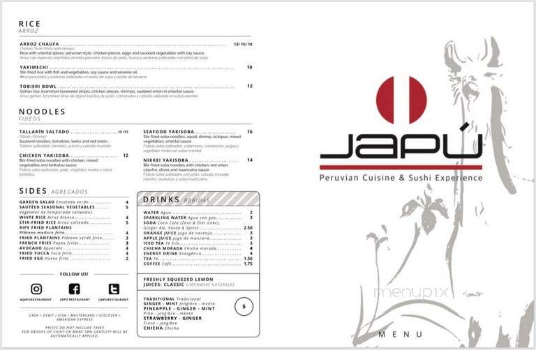 Menu Of Japu Restaurant In Lawrence Ma 01840