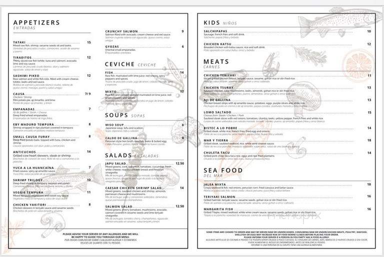 Menu Of Japu Restaurant In Lawrence Ma 01840