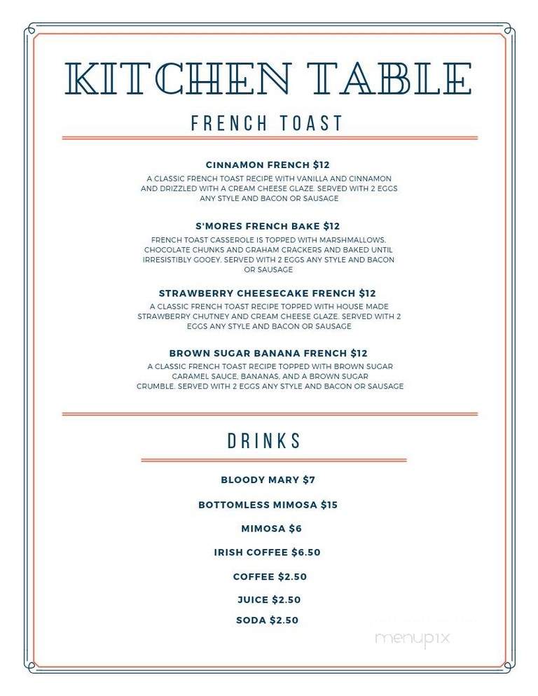 Kitchen Table - Ramsey, MN menu_pic