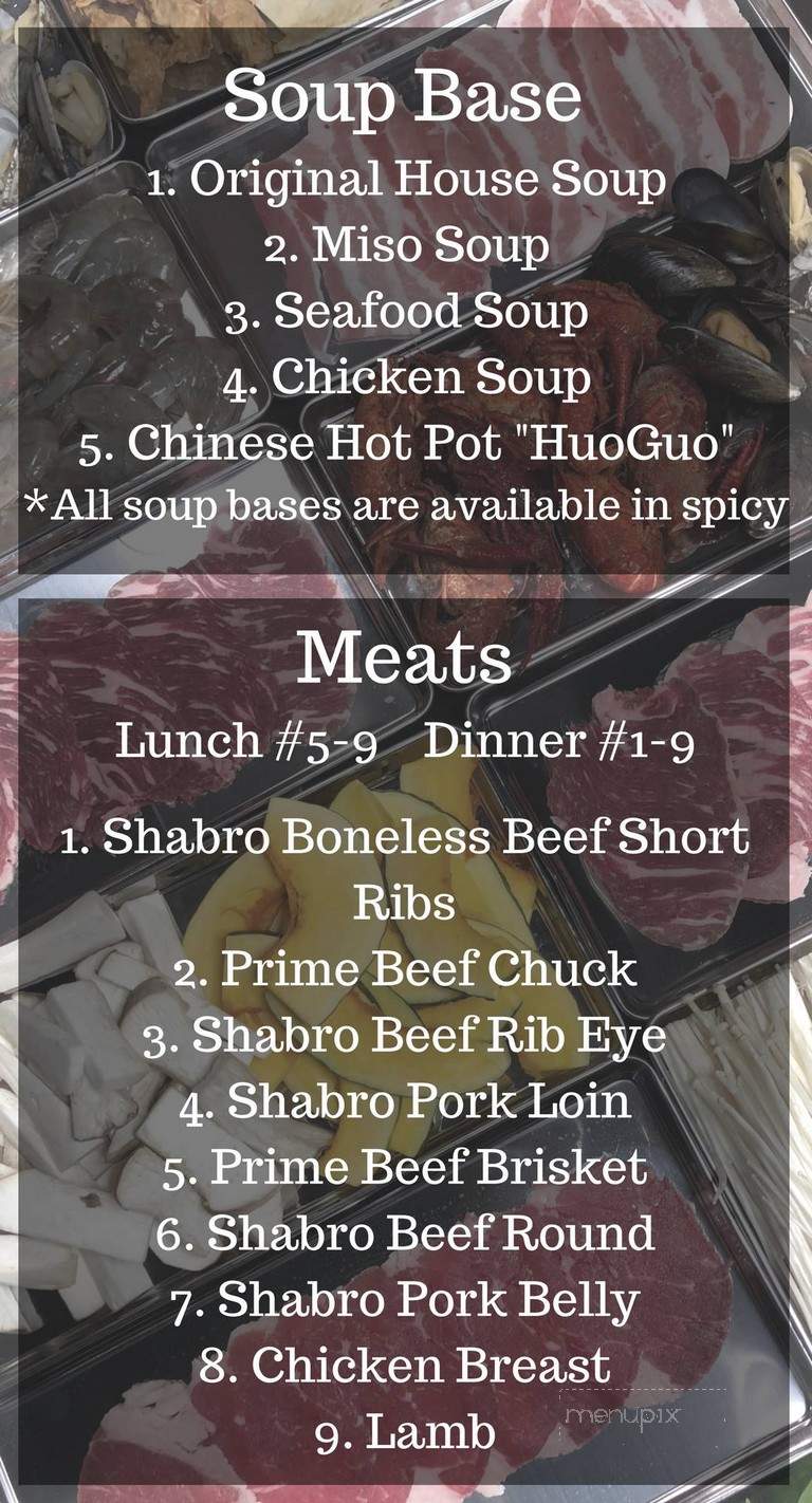 Shabro Hot Pot Shabu Shabu - Carrollton, TX menu_pic