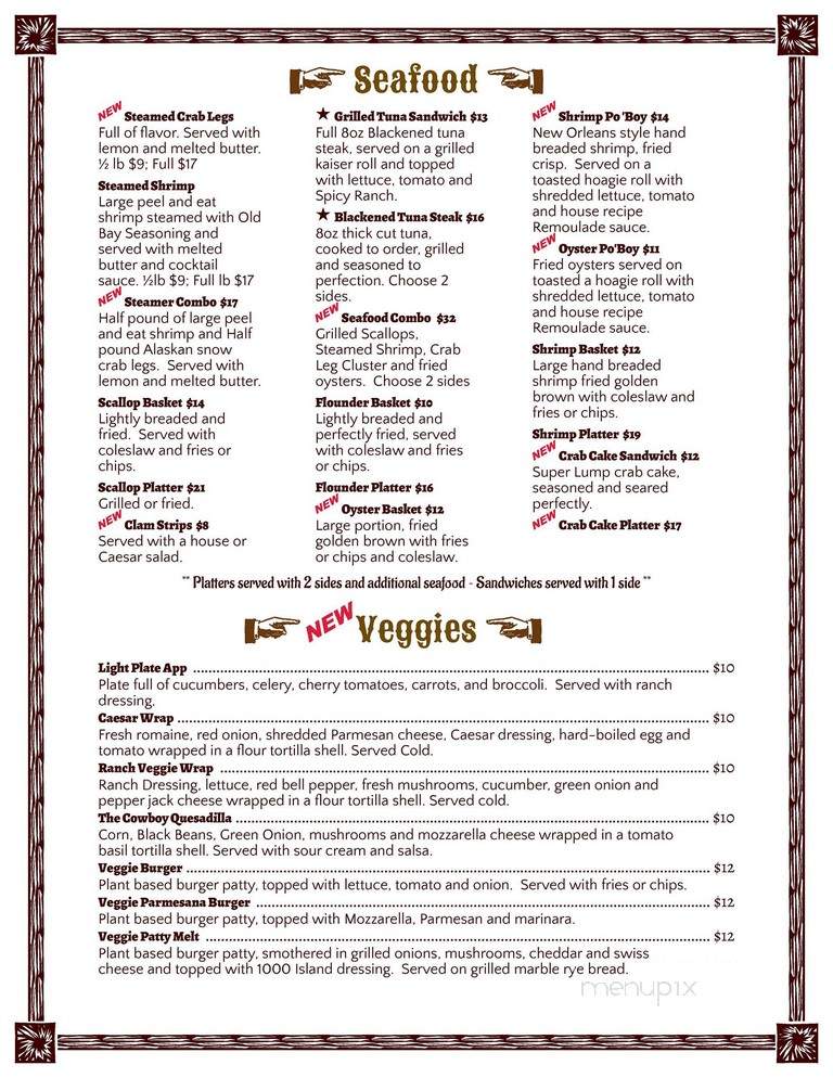 The Cowboy Sports Grill - Yorktown, VA menu_pic