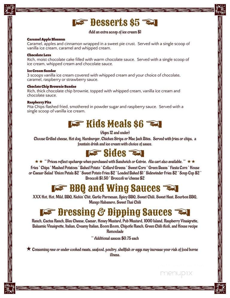 The Cowboy Sports Grill - Yorktown, VA menu_pic