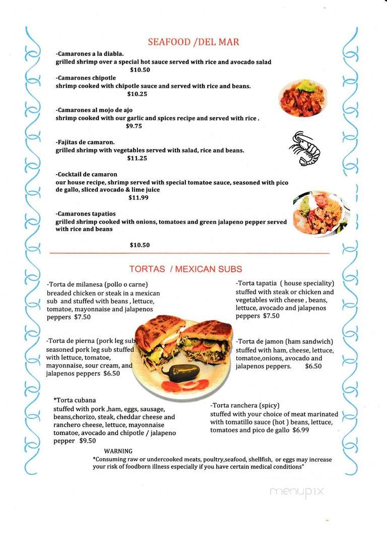 Las Tapatias Mexican kitchen - Roanoke, VA menu_pic