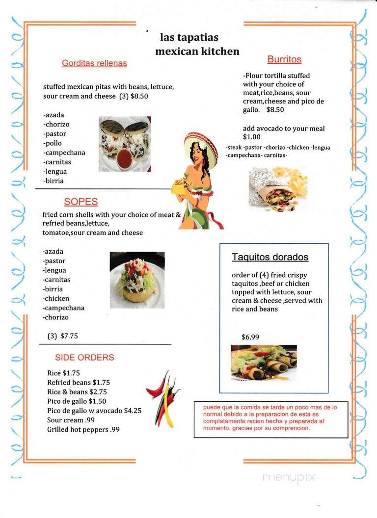 Las Tapatias Mexican kitchen - Roanoke, VA menu_pic