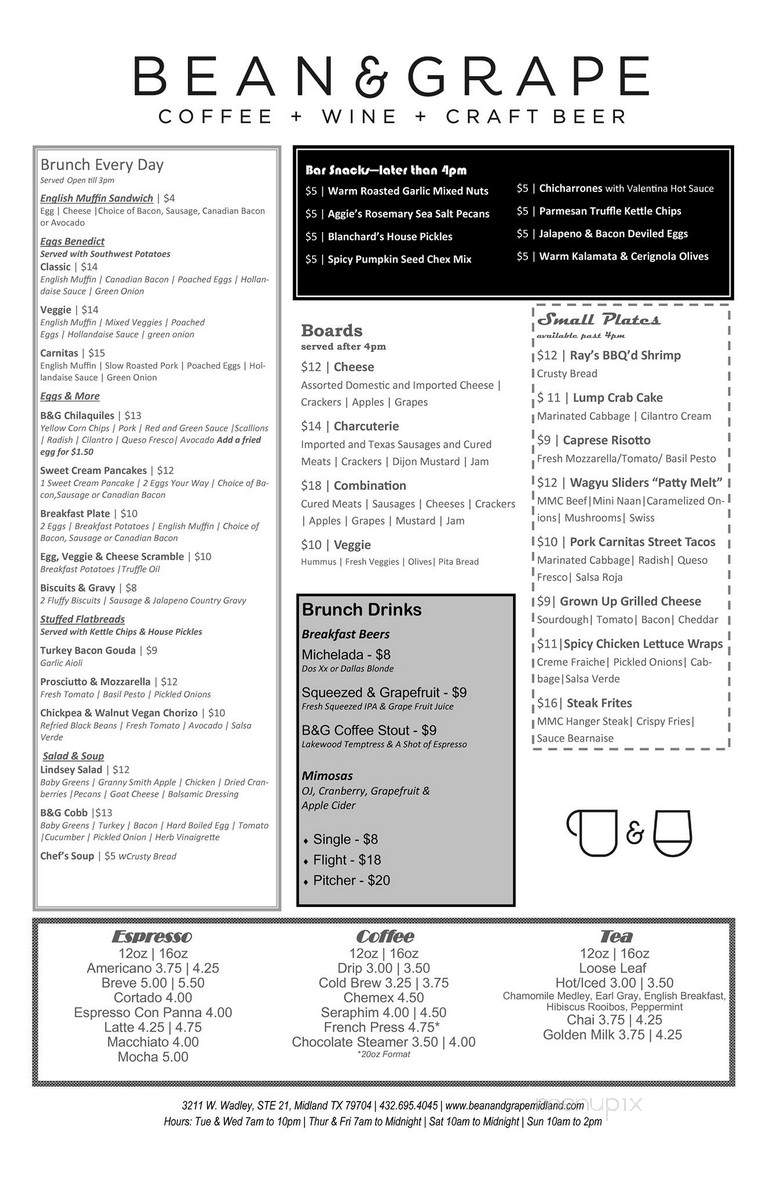 Bean & Grape - Midland, TX menu_pic