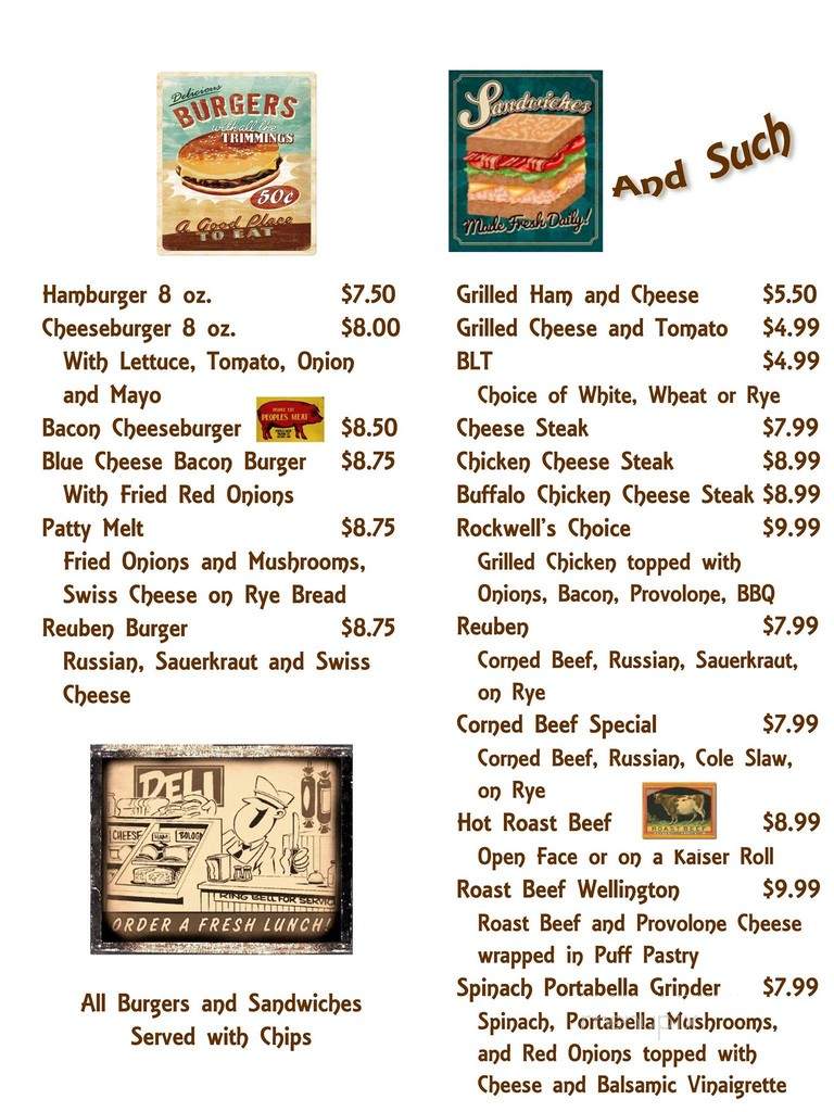 Rockwell's - Farmington, PA menu_pic