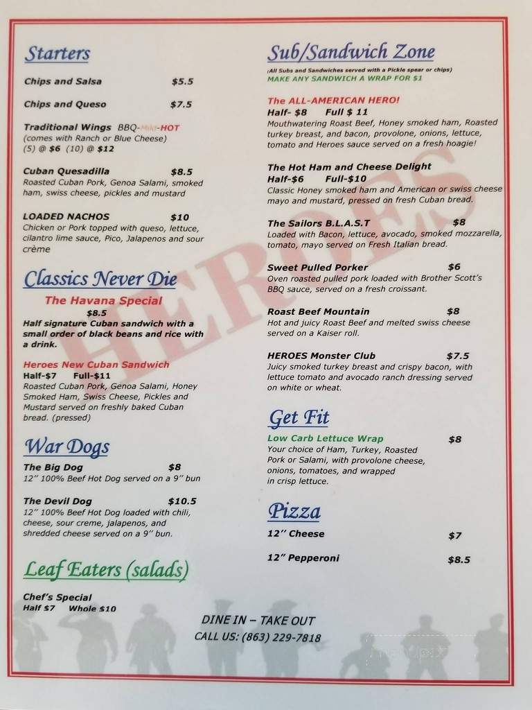 Heroes - Winter Haven, FL menu_pic