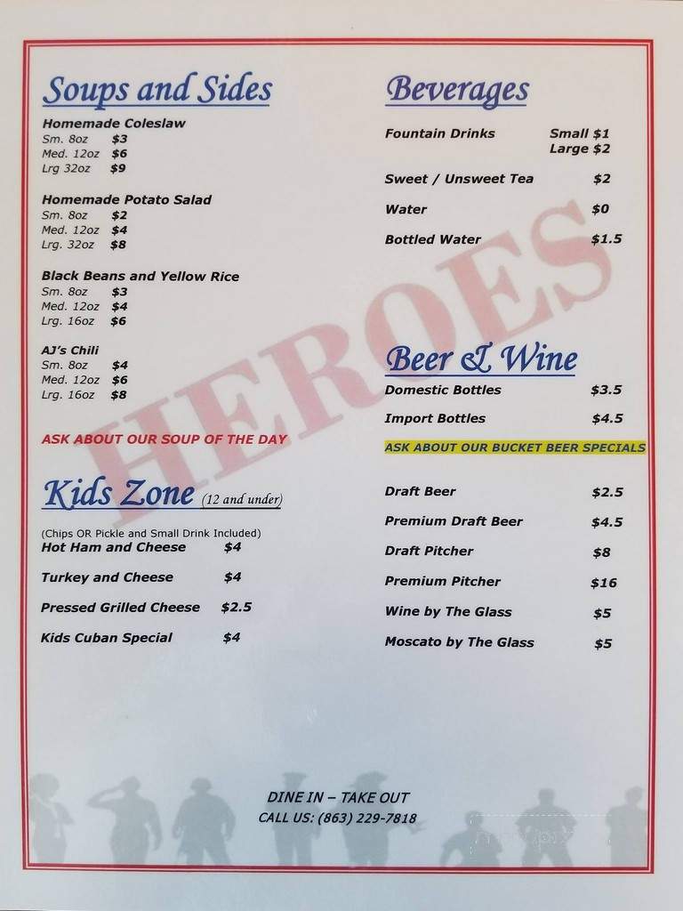 Heroes - Winter Haven, FL menu_pic