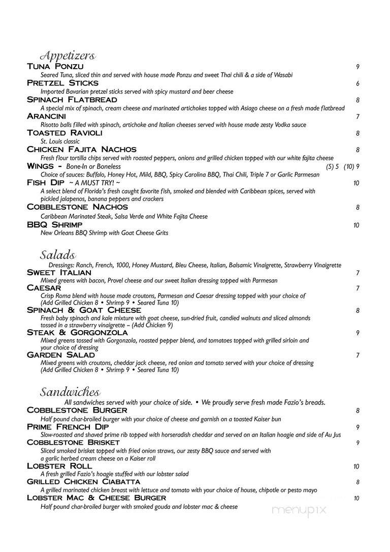 The Cobblestone Eatery and Drinkery - Lebanon, IL menu_pic