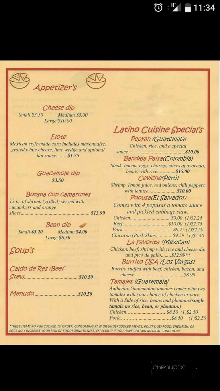 Los Vargas Latino Cuisine - Corinth, MS menu_pic