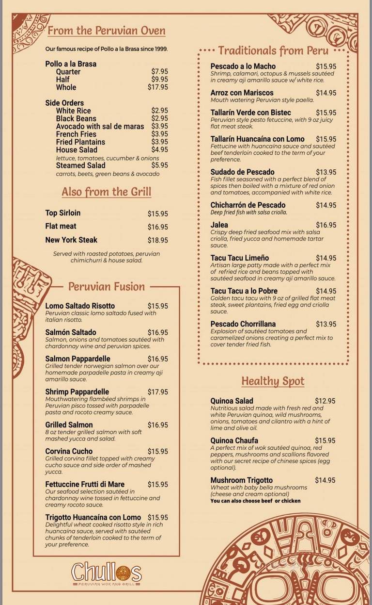 Chullos - Miami, FL menu_pic