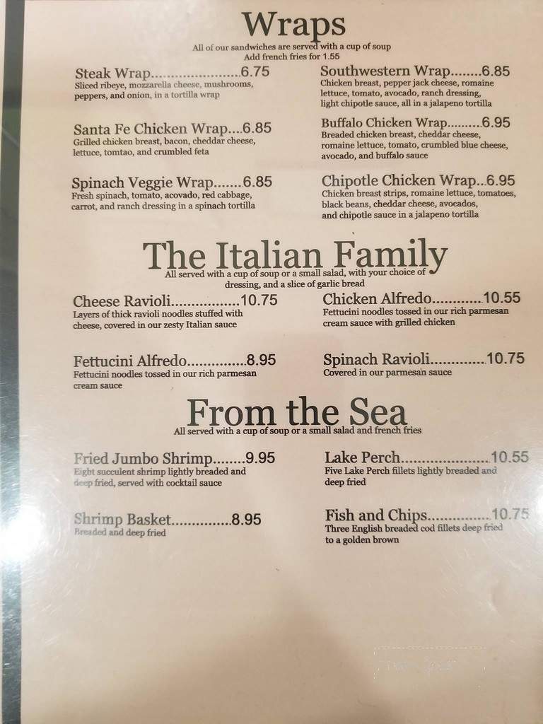 Vinny's Restaurant - Kenosha, WI menu_pic