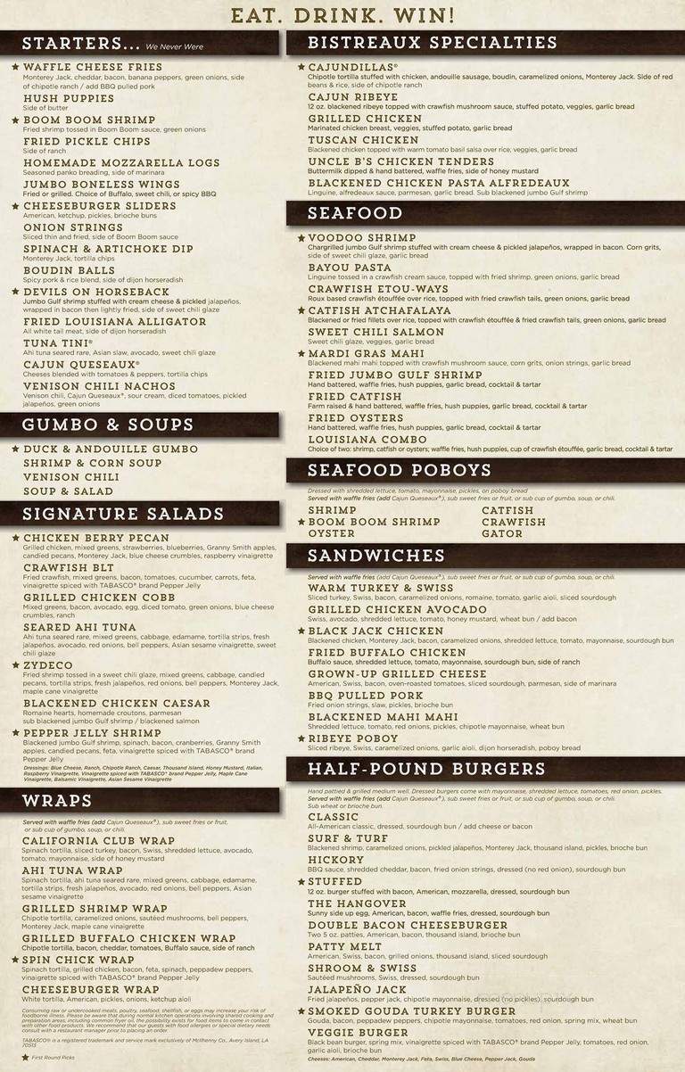 Walk-On's Bistreaux & Bar - Alexandria, LA menu_pic