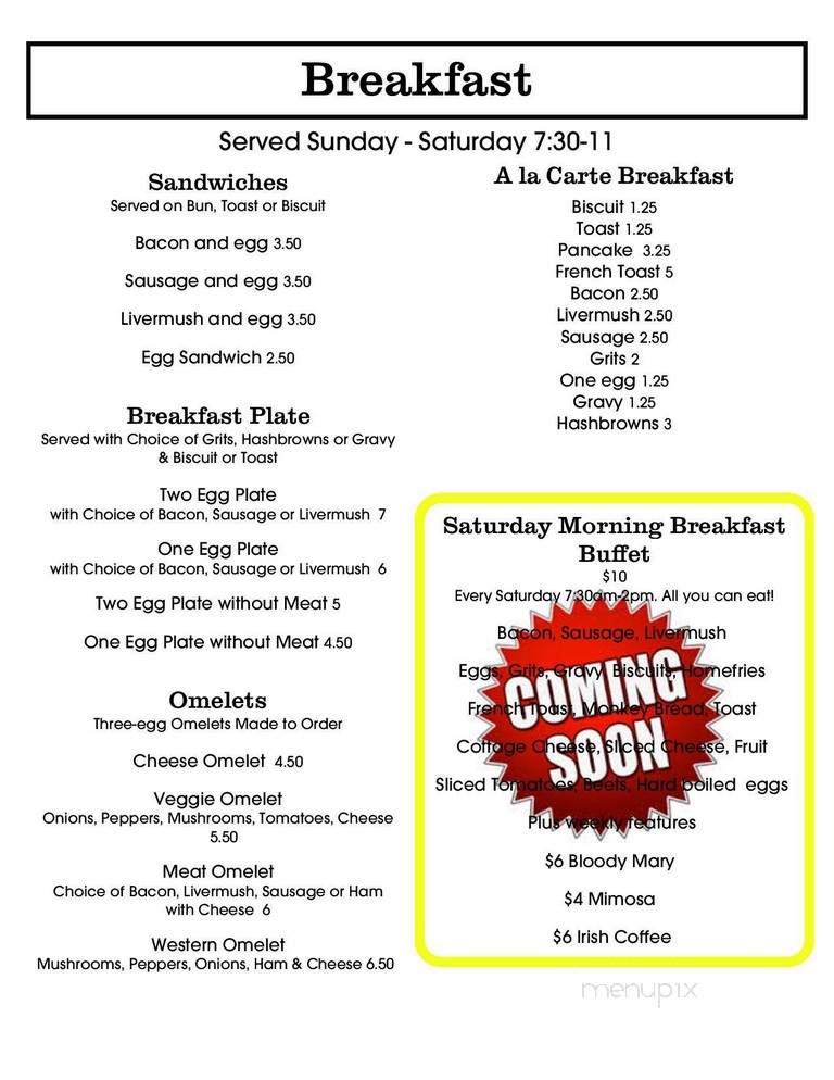 Fairways and Greens - Lincolnton, NC menu_pic