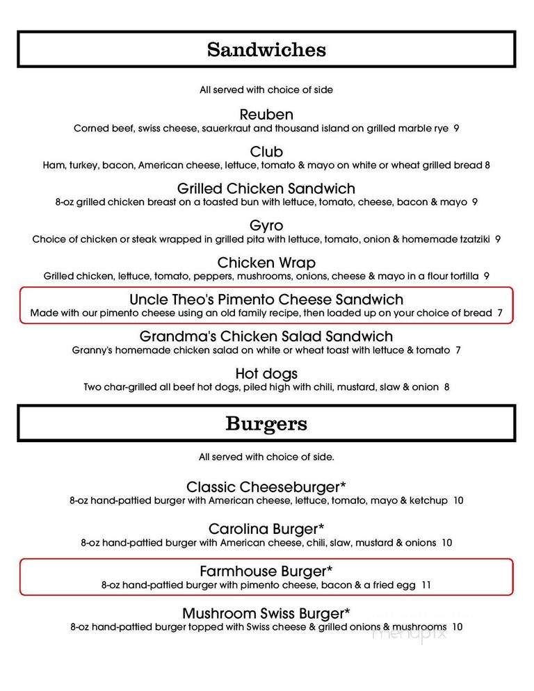 Fairways and Greens - Lincolnton, NC menu_pic
