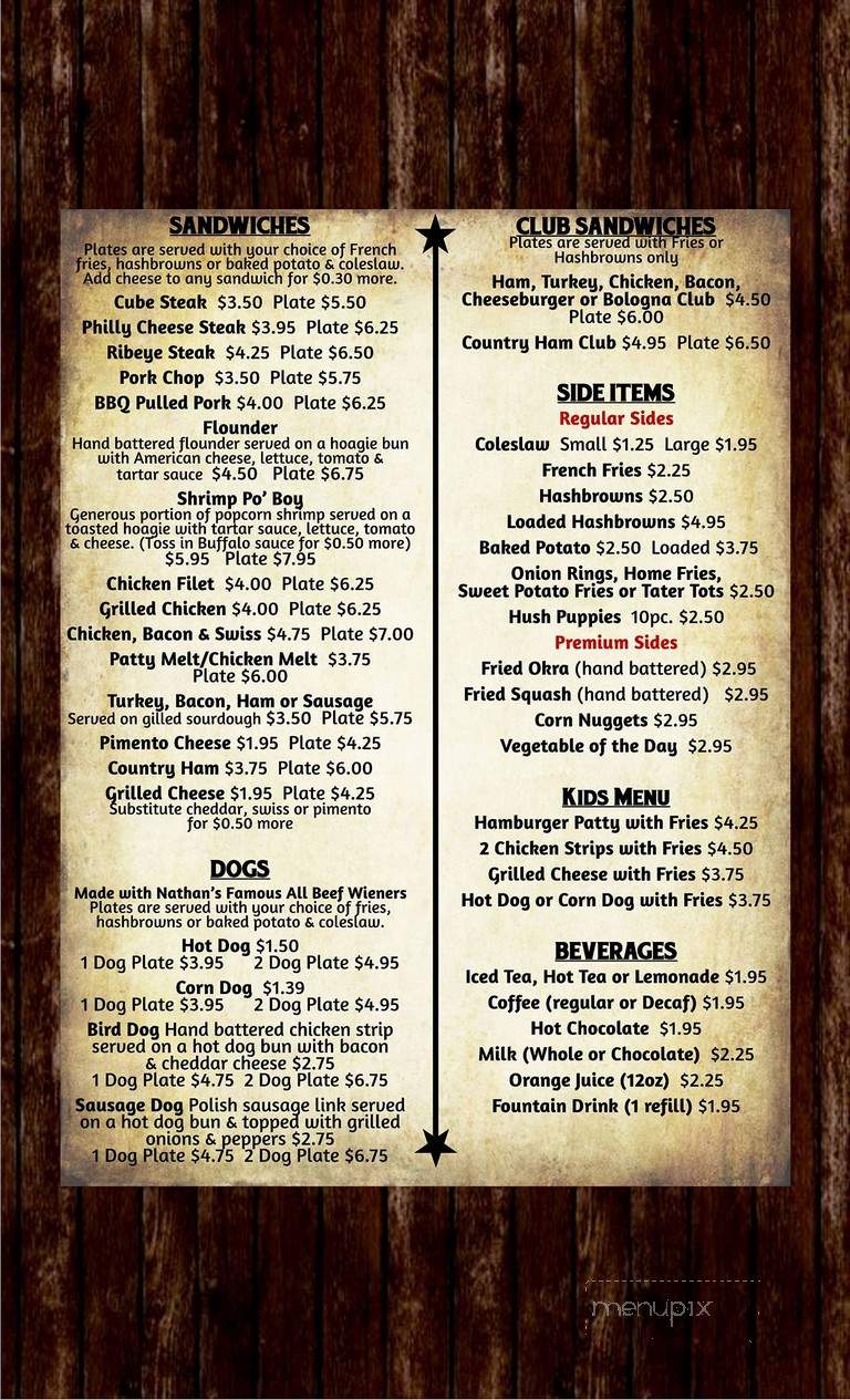 Lou & Perry's II - Donalds, SC menu_pic
