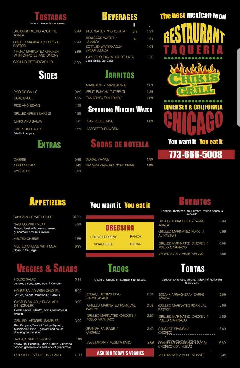 Chikis N Grill - Chicago, IL menu_pic