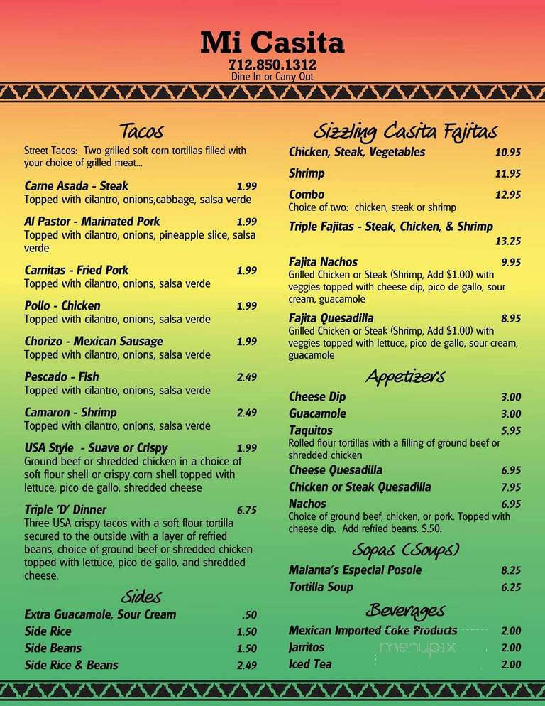Mi Casita - Clarinda, IA menu_pic