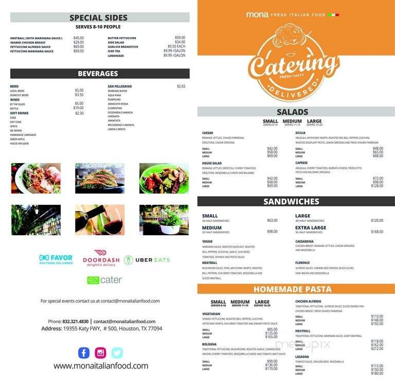 Mona Fresh Italian - Houston, TX menu_pic