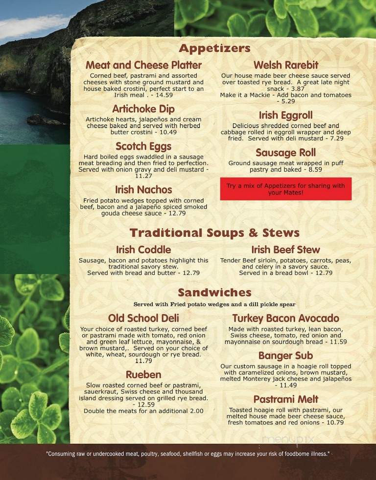 Shenanigans Pub and Grill - Bremerton, WA menu_pic