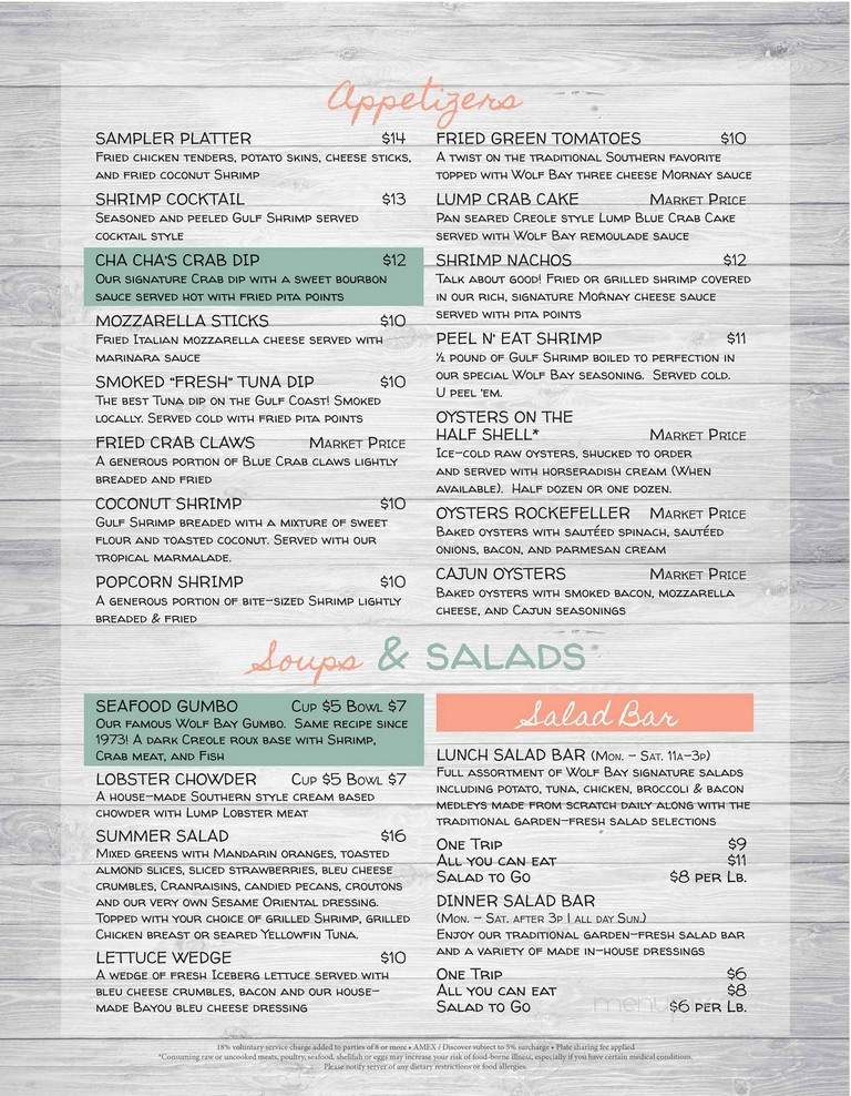 Wolf Bay - Pensacola, FL menu_pic