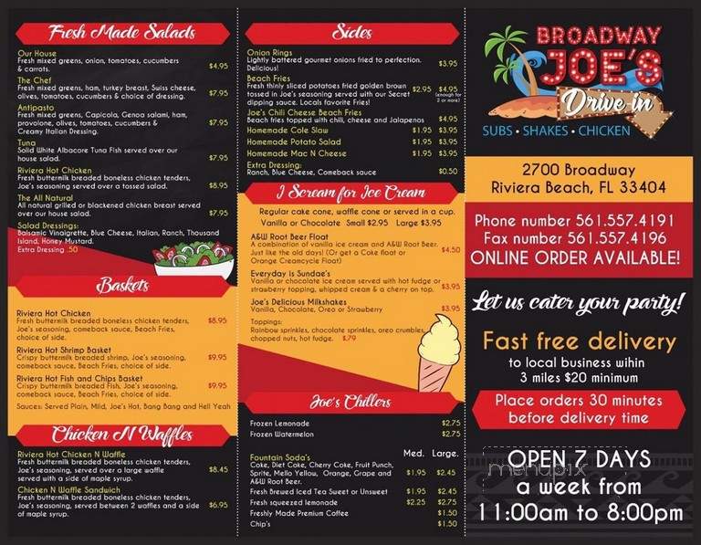 Broadway Joe's Drive In - Riviera Beach, FL menu_pic