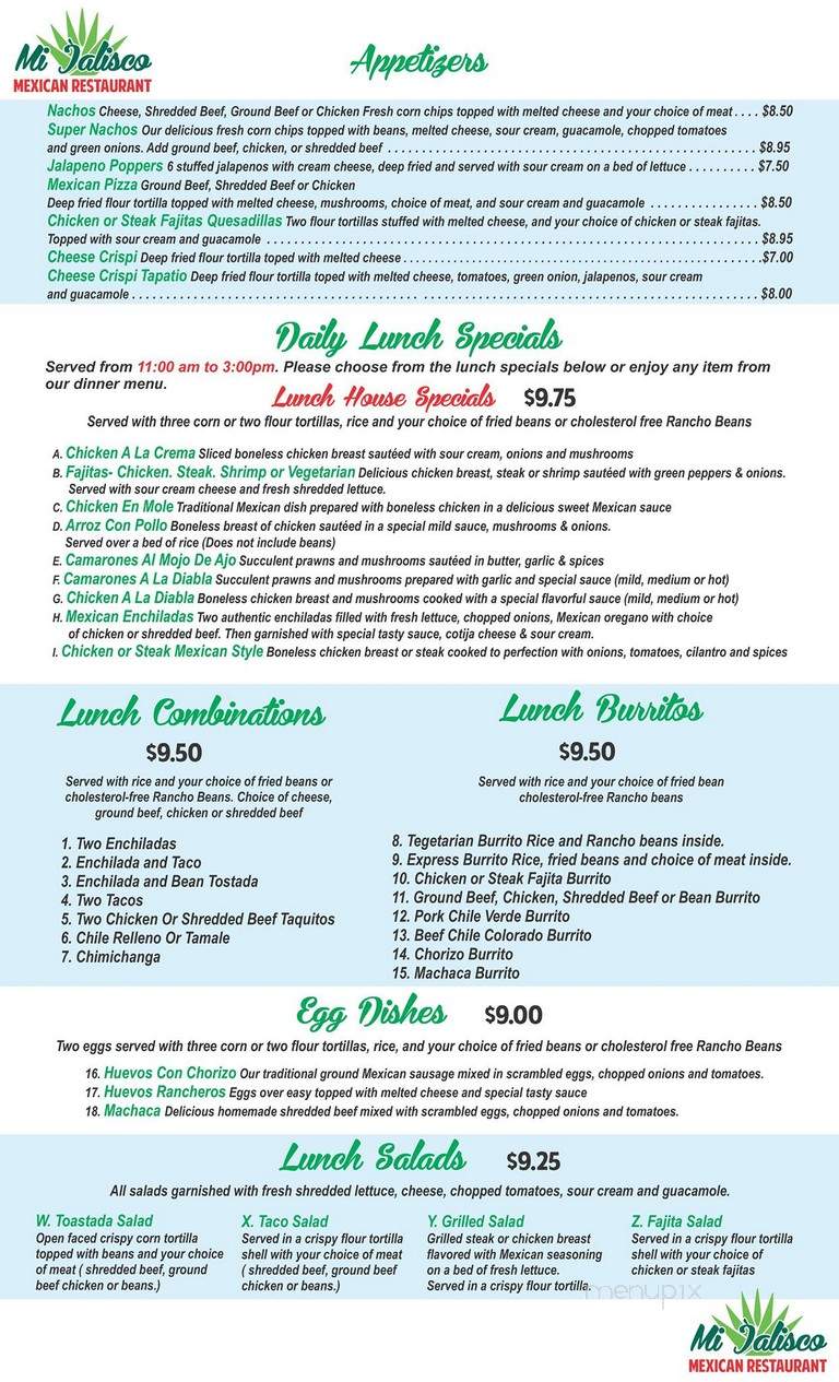 Mi Jalisco - Walla walla, WA menu_pic