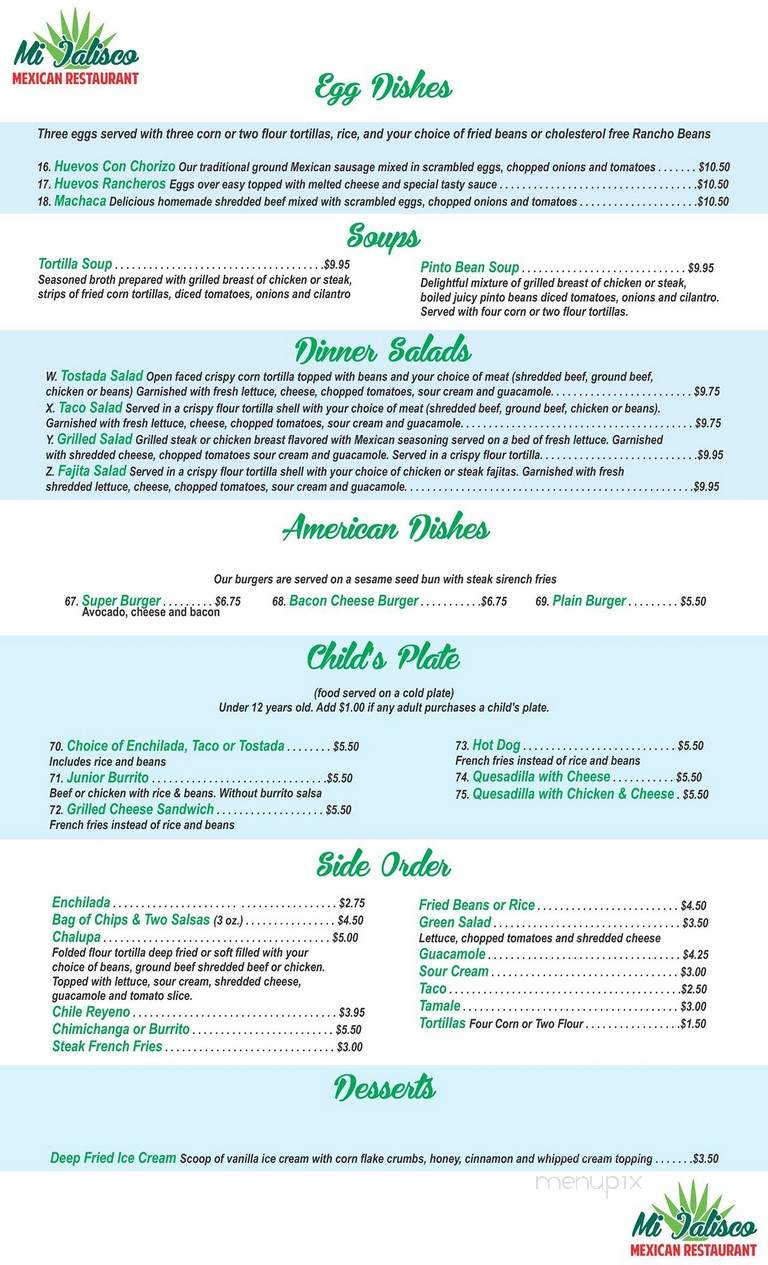 Mi Jalisco - Walla walla, WA menu_pic