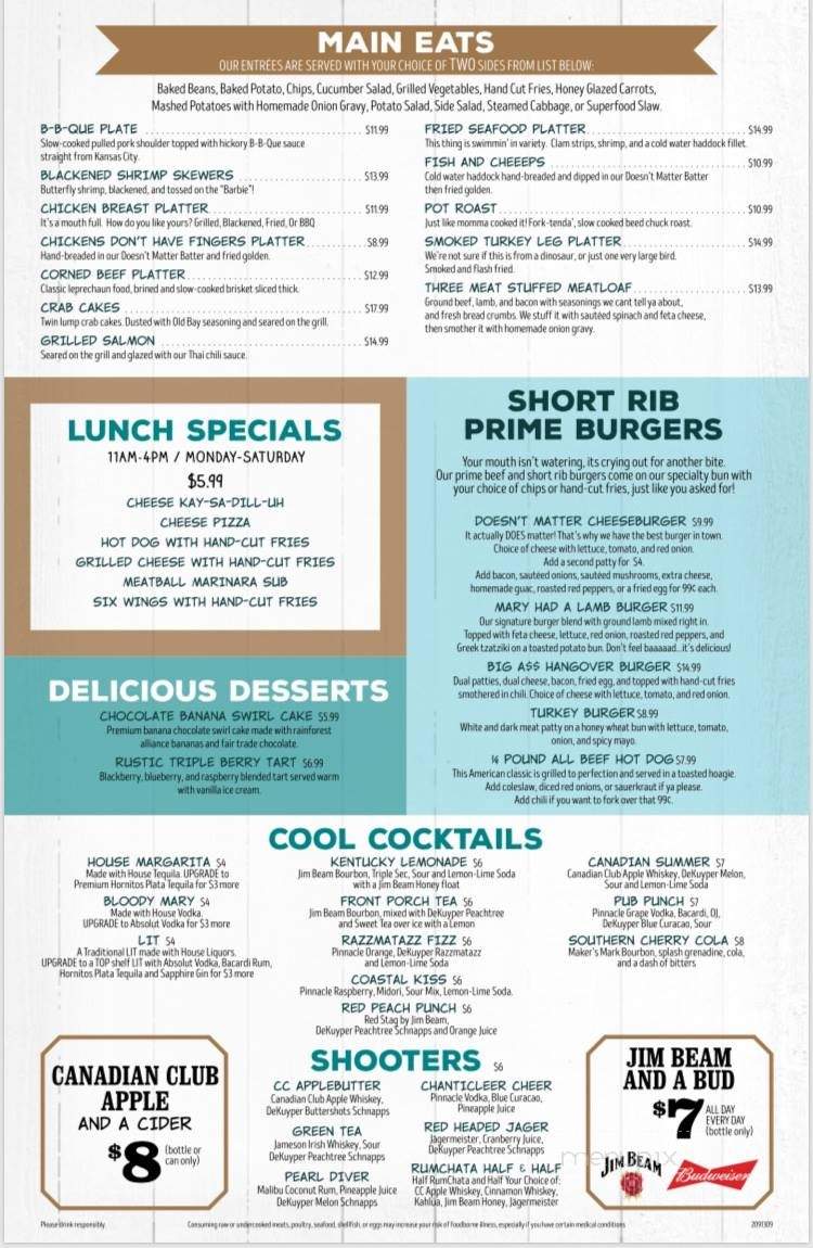 Doesn't Matter Bar and Grill - Myrtle Beach, SC menu_pic