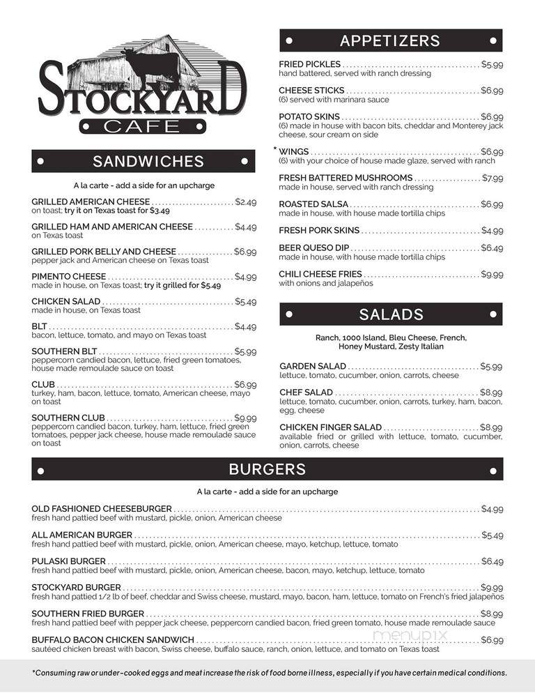 Stockyard Cafe - Pulaski, TN menu_pic