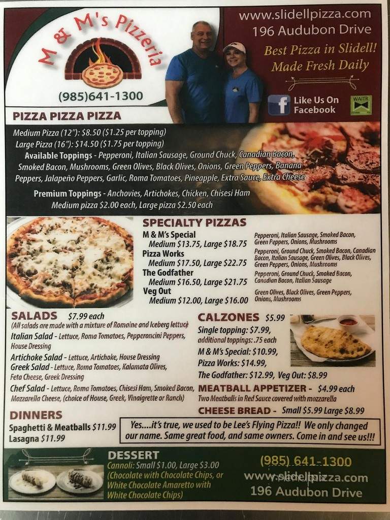 M & M's Pizzeria - Slidell, LA menu_pic