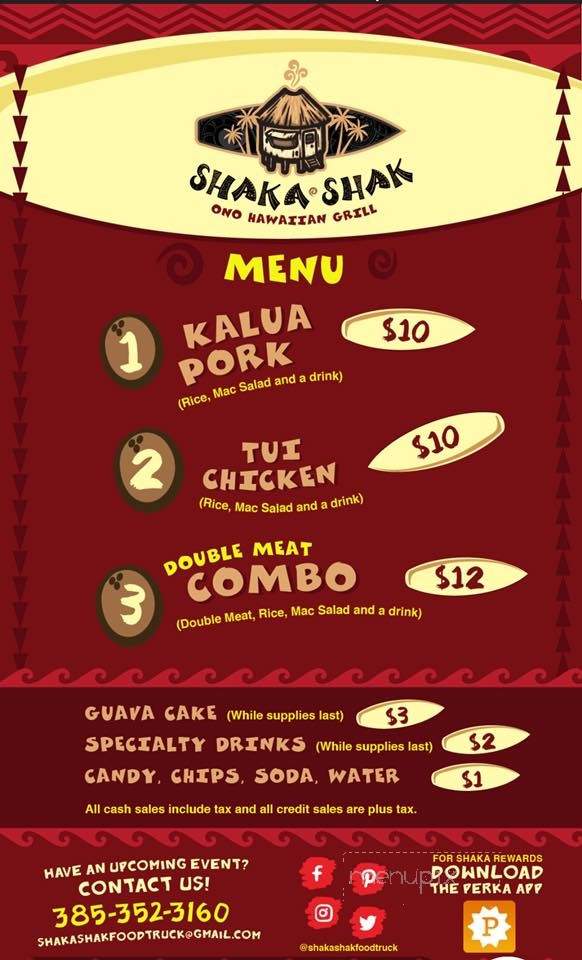 Shaka Shak Hawaiian Grill - Bluffdale, UT menu_pic